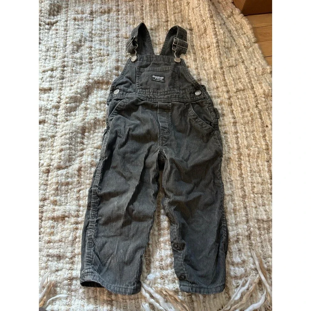 Oshkosh b’gosh gray corduroy overalls vintage Y2K vestbak 3t